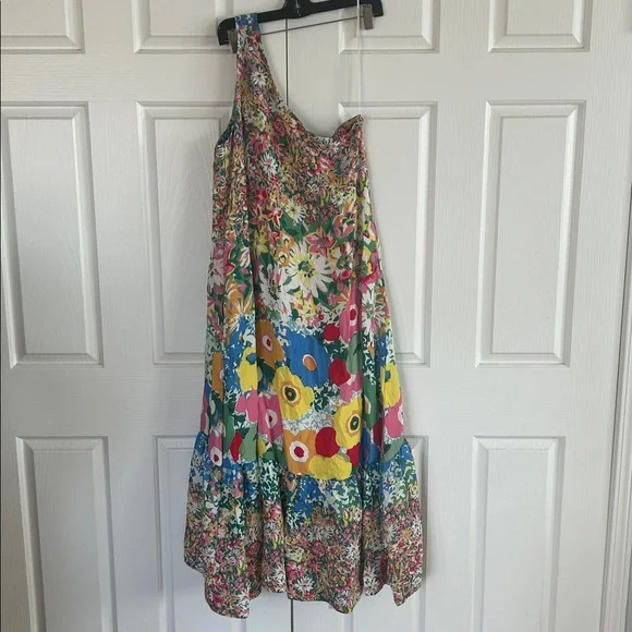Anthropologie Sarah Campbell Floral One Shoulder Ruffle Hem Maxi Dress **Sz S**🌸 - Picture 2 of 7